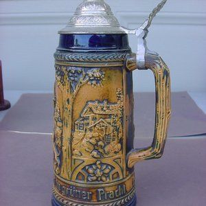 VINTAGE PEWTER, LIDDED GERMAN BEER STEIN